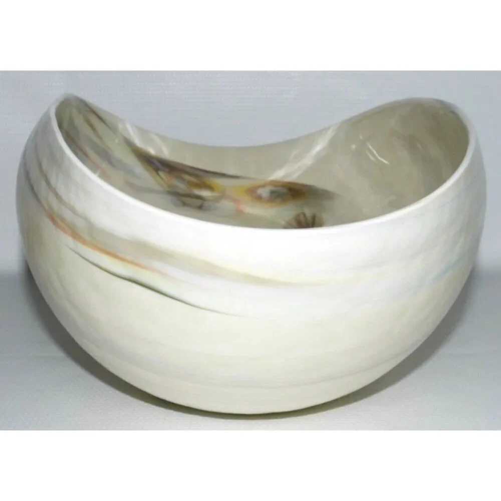 MURANO Venezia beige opalescence glass decorative bowl made in Italy 12.5 x 6.5